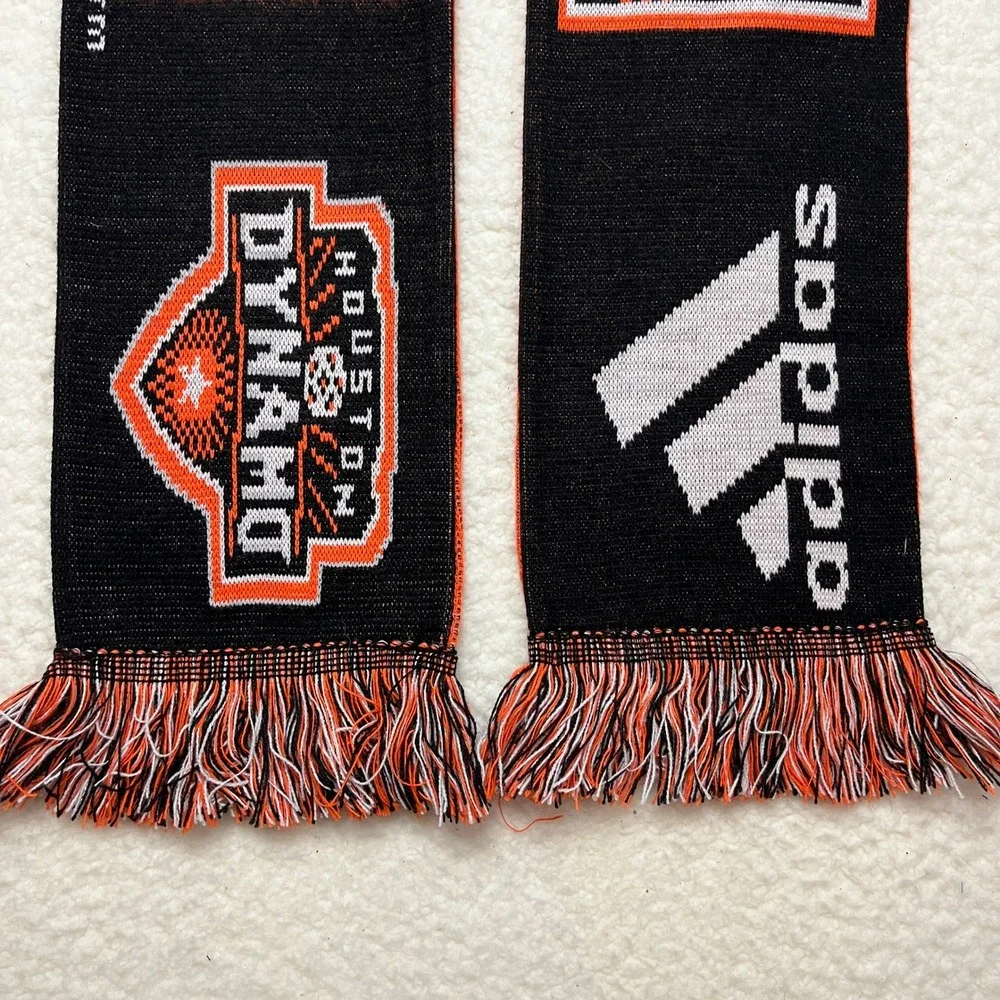 Adidas Houston Dynamo MLS Soccer Scarf Orange Black Knit Made in‎ England